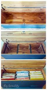 How to organize file cabinets living spaces. Diy Home Filing System In A Blanket Chest Or Trunk Diy Beautify Creating Beauty At Home