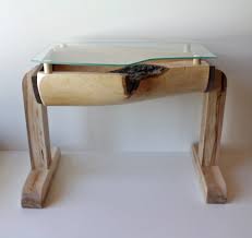 Half Log Side Table With Custom Glass