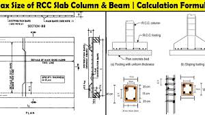 maximum size of concrete slab beam and