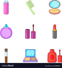 makeup cosmetics icons set cartoon