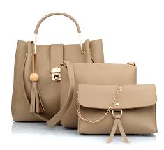 Buy Mammon Women's Handbag With Sling Bag & Wristlet (Set of 3, Cream) at Amazon.in