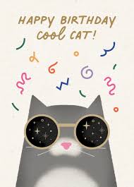 happy birthday cool cat card scribbler