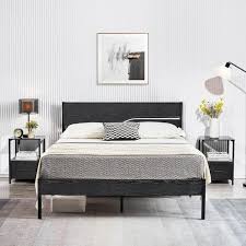 Vecelo Platform Bed Black Metal Bed