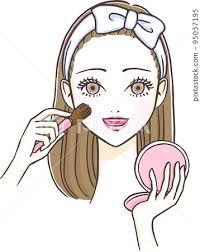 young beautiful woman applying makeup