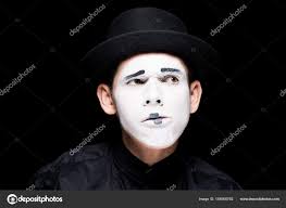 thoughtful mime makeup isolated black