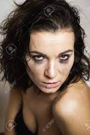 Horny Woman With Smudged Make Up On Eyes Stock Photo, Picture and Royalty  Free Image. Image 74699259.