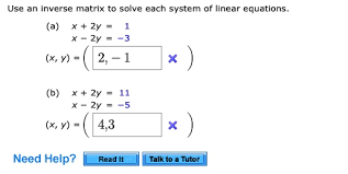 Answer Please Use An Inverse Matrix