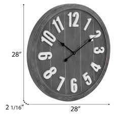 Gray White Round Wood Wall Clock