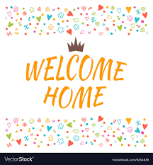 Welcome Home Text With Colorful Design Elements Vector Image