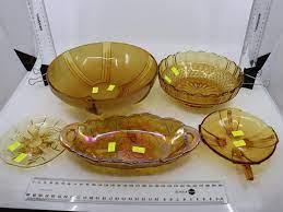 Lot Amber Depression Glass Bowl With