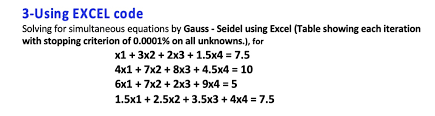 Simultaneous Equations By Gauss Seidel