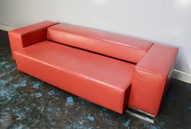 seat sofa bed in deep red leather