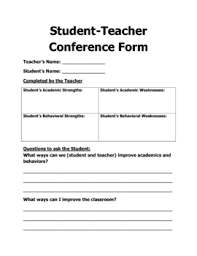 Student Teacher Conference Form