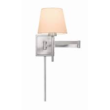 Swing Arm Sconce With White Linen Shade