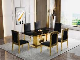 Modern Glass Dining Set In 2 Colors