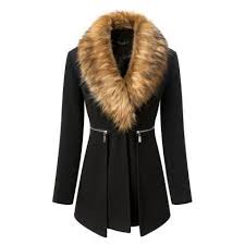 Fur Neck Plus Size Coat For Women
