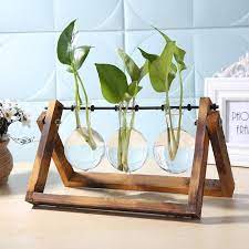 glass and wood hydroponics planters
