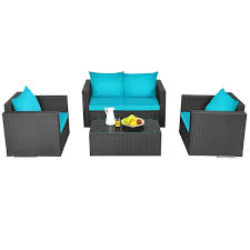 Costway Black 4 Piece Wicker Patio