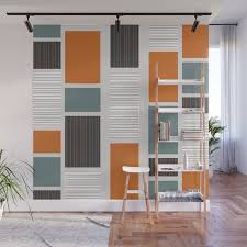 Mid Century Modern Panels Wall Mural By