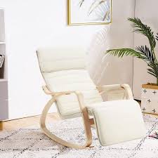 wooden rocking chair beige armchair