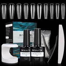 Amazon.com: BOLASEN Nail Tips and Glue Gel Kit - Gel x Nail Kit 500PCS  Coffin Nail Tips, Portable UV LED Lamp, 8ml 5-in-1 Nail Glue Gel, Top Coat  & DIY Art Tools,