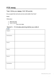 fce essay writing task topic community service worksheet 