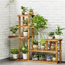 Garden Wood Plant Stand Display Shelf