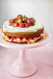 Grain Free Coconut Cake with Lemon Curd and Strawberries