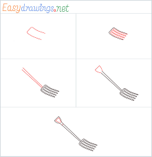 How To Draw A Gardening Fork Step By
