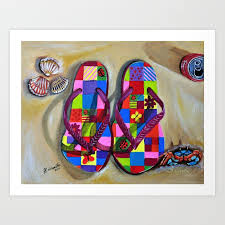 Beach Sandals Girls Fine Art Print