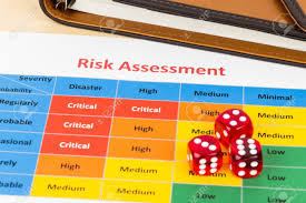 Risk Management Matrix Chart With Dice And Organizer Book