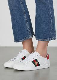 Gucci Ace Embroidered White Leather Sneakers Harvey Nichols
