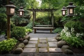 Serenity Garden With Zen Bench