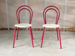 1 Of 4 Vintage Red Metal Chair