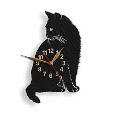 Wall Clock Black Cat Large 12 18 Inch