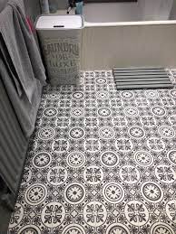 black white tile effect bathroom flooring