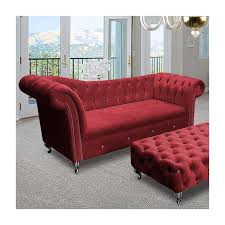 izu plush velvet 3 seater sofa in red