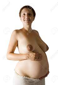 Topless 8 Months Pregnant Woman, White Background Stock Photo, Picture and  Royalty Free Image. Image 7873423.