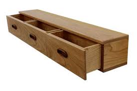 3 Drawer Floating Shelf Solid Wood