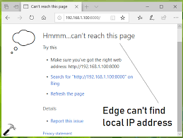 microsoft edge fails to load local ip