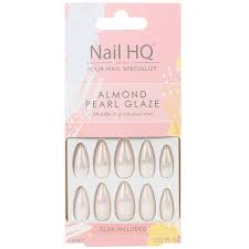 nail hq almond pearl glaze false nails