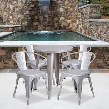 Outdoor Table Set W 4 Arm Chairs