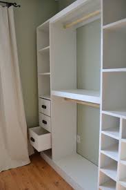 Our master bedroom diy closet organizer includes a plywood closet system and shelves with baskets. Tower Based Master Closet System Ana White
