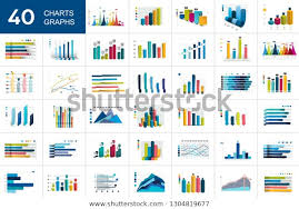 Big Set Charts Graphs Blue Color Stock Vector Royalty Free