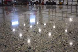 polished concrete hangar floor
