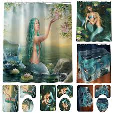 mermaid print turkish bathroom rugs