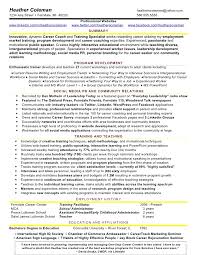 Resume sample for training specialist RecentResumes com