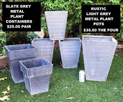 Grey Metal Planters Pots Garden