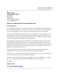 Online Writing Lab Broadcast Journalism Cover Letter Templates