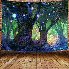 Dbllf Fantasy Forest Tapestry Trippy